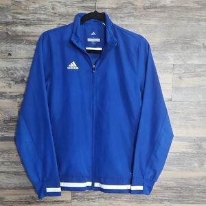 adidas Blue Full-Zip Windbreaker Jacket with White Trim